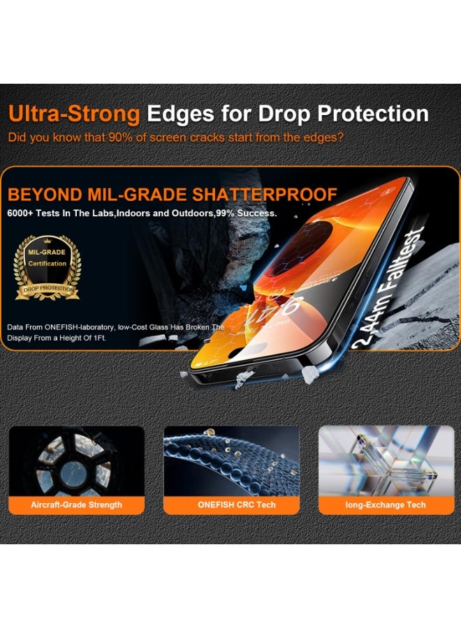 سي جود عبوة ١ واقي شاشة iPhone 15 Pro Max، مقاوم للتحطم بمستوى عسكري، صلابة ٩ إتش، وضوح عالي الدقة بنسبة ٩٩٪، خالٍ من الفقاعات، مقاوم لبصمات الأصابع، مقاوم للزيوت، زجاج مقوّى بتغطية كاملة مع تركيب سهل بإزالة الغبار تلقائيًا - Image 5